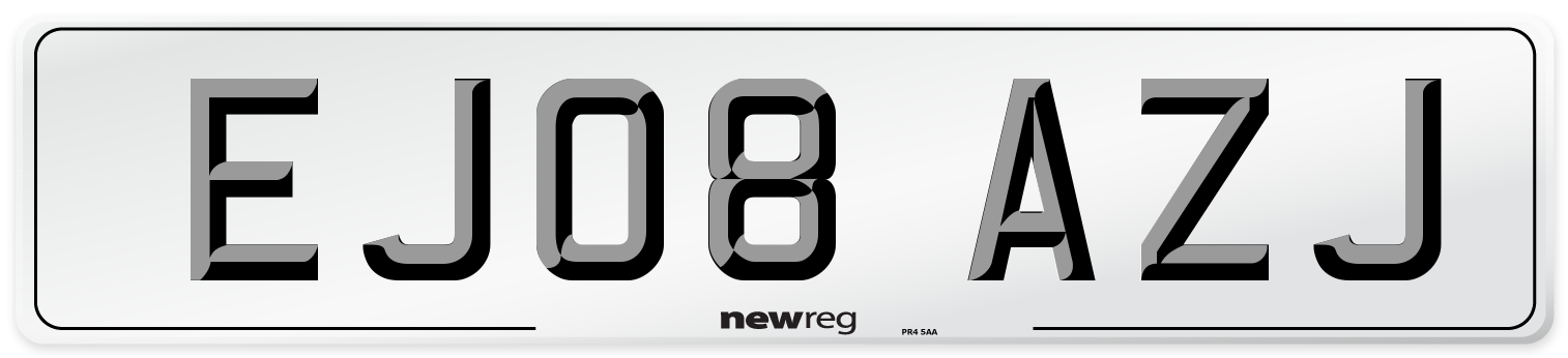 EJ08 AZJ Number Plate from New Reg